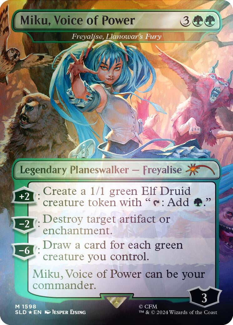 Image for Miku, Voice of Power - Freyalise, Llanowar's Fury (Rainbow Foil) (1598) [Secret Lair Drop Series] - Magic: The Gathering
