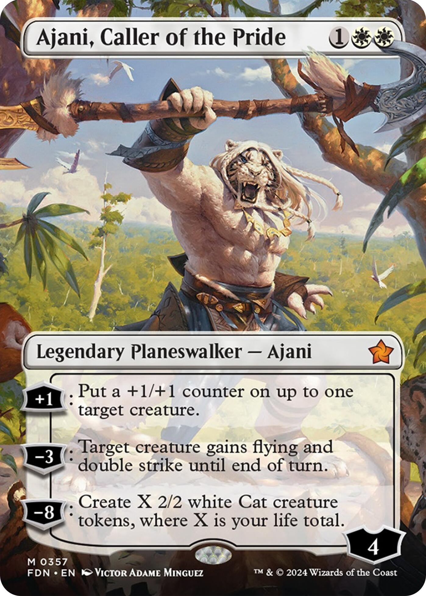 Image for Ajani, Caller of the Pride (Borderless) (357) [Foundations] - Magic: The Gathering