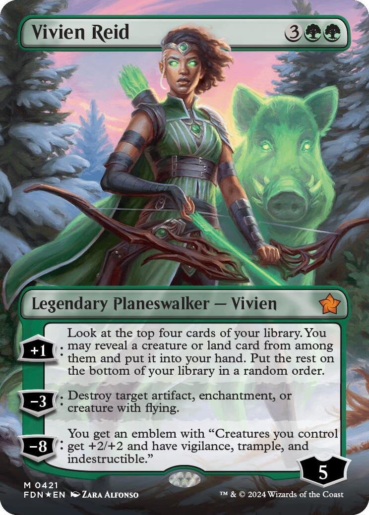 Image for Vivien Reid (Borderless) (Mana Foil) (421) [Foundations] - Magic: The Gathering