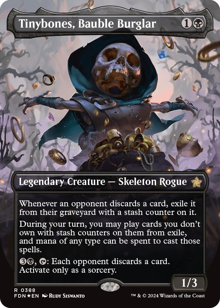 Image for Tinybones, Bauble Burglar (Borderless) (Mana Foil) (388) [Foundations] - Magic: The Gathering