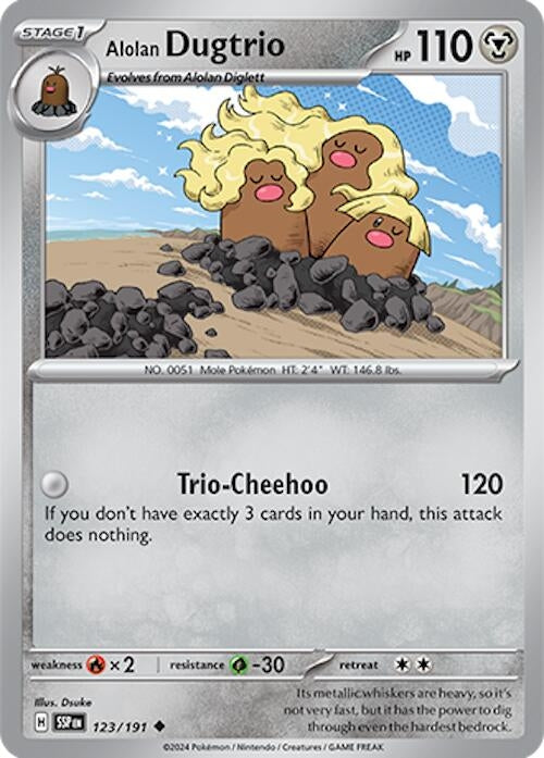 Image for Alolan Dugtrio (123/191) [SV08: Surging Sparks] - Pokemon