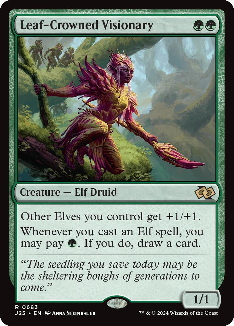 Image for Leaf-Crowned Visionary (683) [Foundations Jumpstart] - Magic: The Gathering