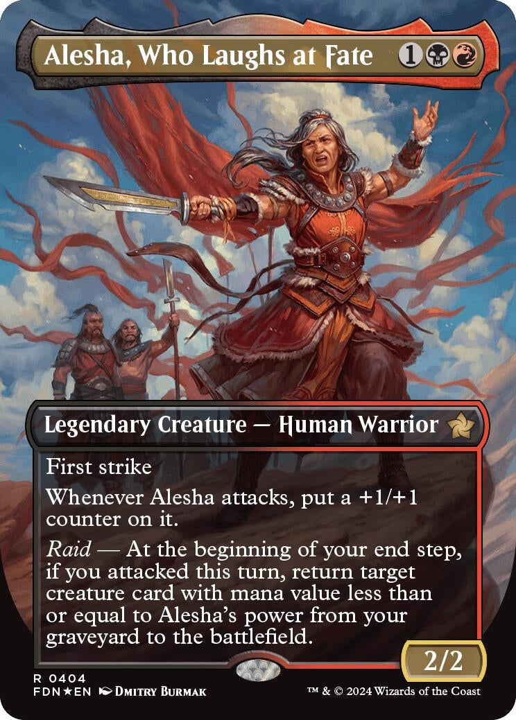 Image for Alesha, Who Laughs at Fate (Borderless) (Mana Foil) (404) [Foundations] - Magic: The Gathering