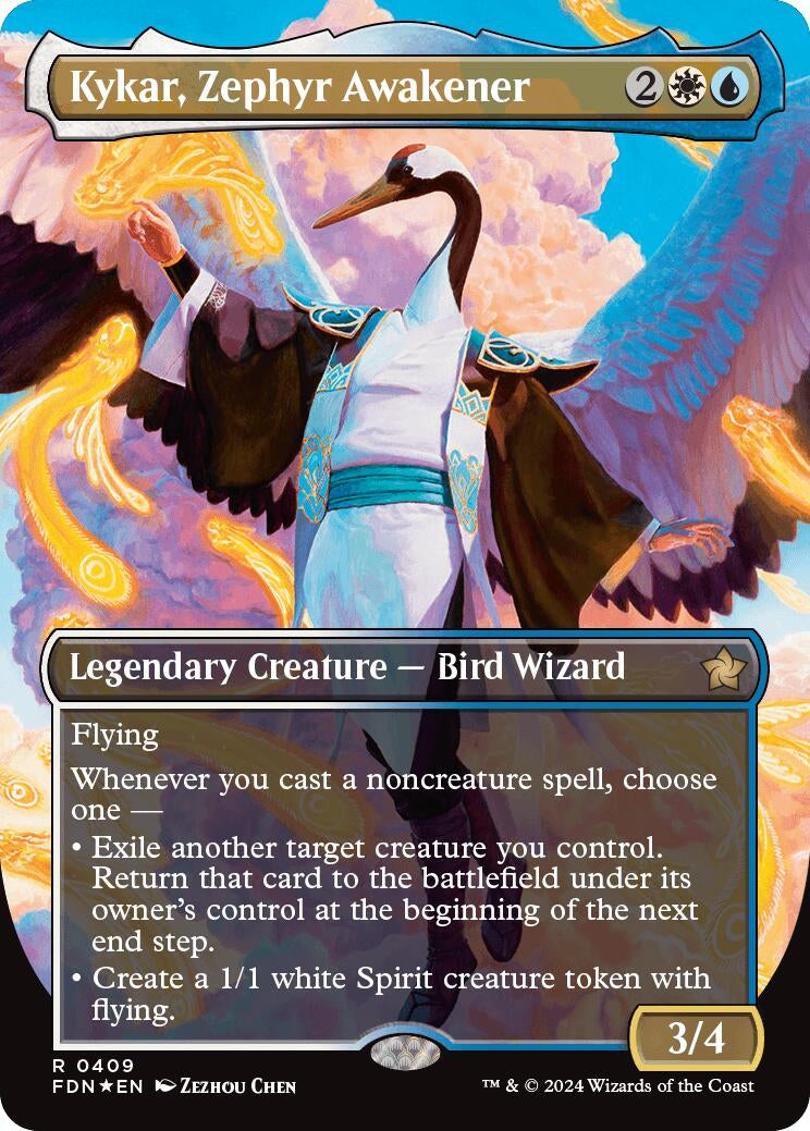 Image for Kykar, Zephyr Awakener (Borderless) (Mana Foil) (409) [Foundations] - Magic: The Gathering