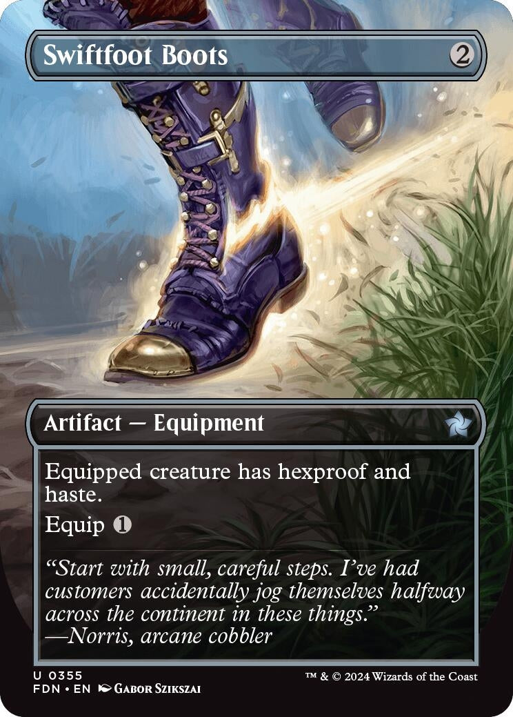 Image for Swiftfoot Boots (Borderless) (355) [Foundations] - Magic: The Gathering