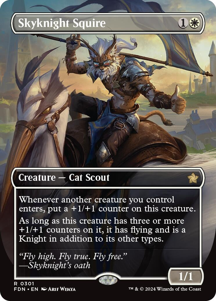 Image for Skyknight Squire (Borderless) (301) [Foundations] - Magic: The Gathering
