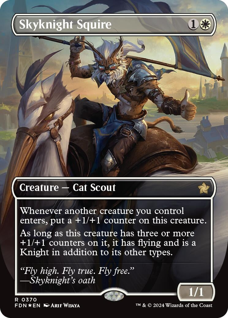 Image for Skyknight Squire (Borderless) (Mana Foil) (370) [Foundations] - Magic: The Gathering