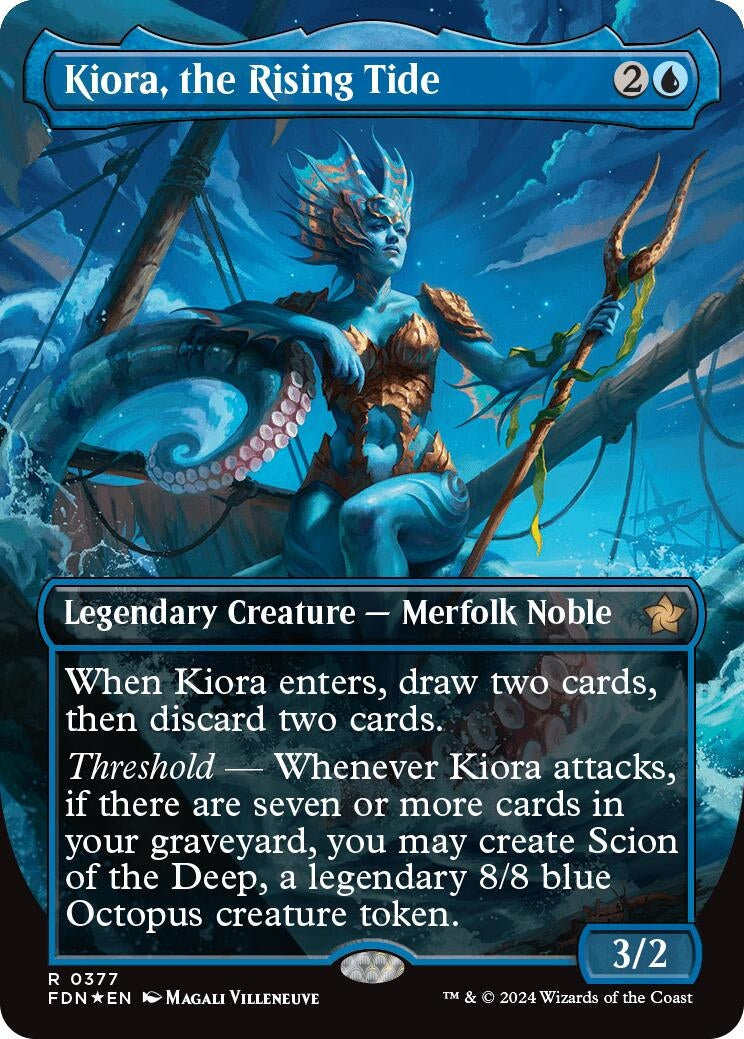 Image for Kiora, the Rising Tide (Borderless) (Mana Foil) (377) [Foundations] - Magic: The Gathering