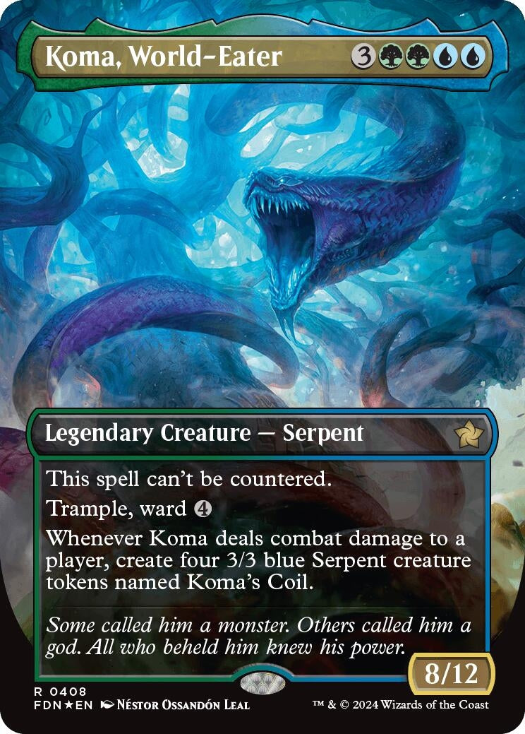 Image for Koma, World-Eater (Borderless) (Mana Foil) (408) [Foundations] - Magic: The Gathering