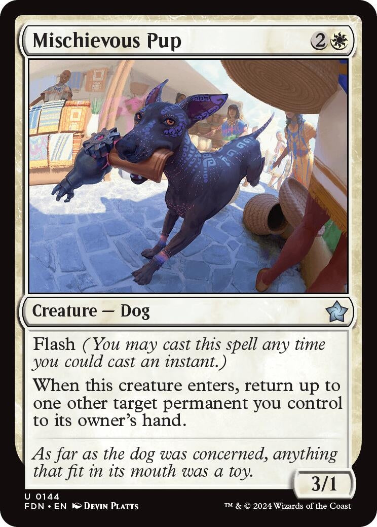 Image for Mischievous Pup (144) [Foundations] - Magic: The Gathering