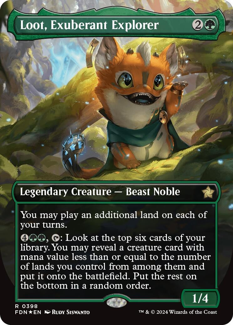 Image for Loot, Exuberant Explorer (Borderless) (Mana Foil) (398) [Foundations] - Magic: The Gathering