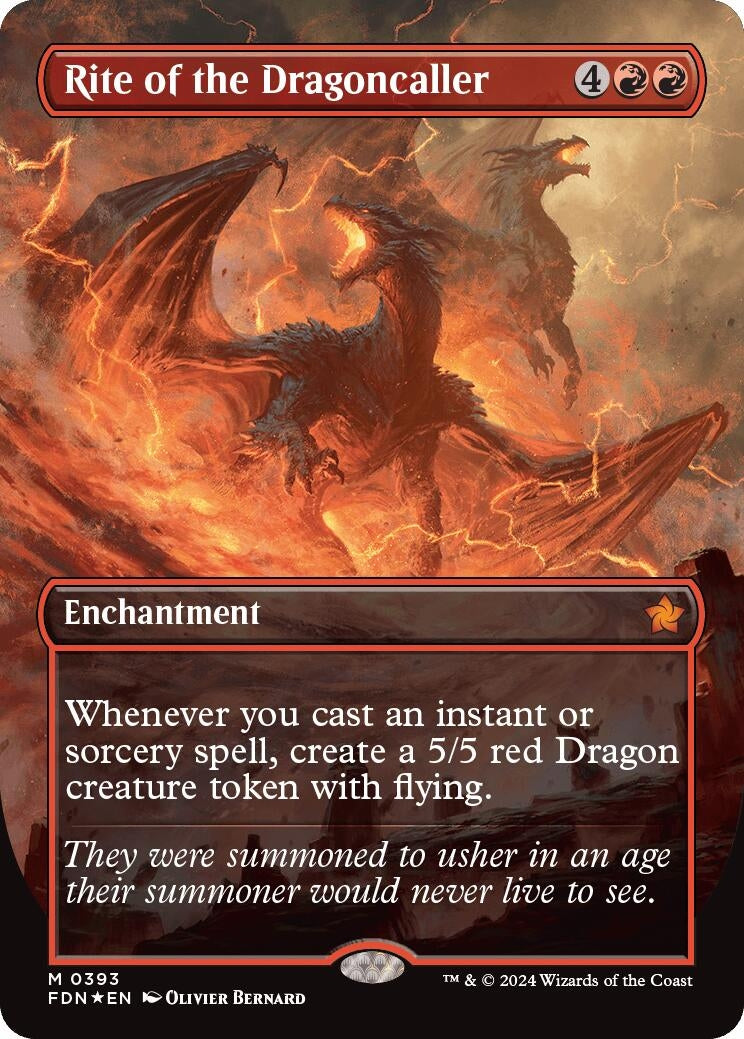 Image for Rite of the Dragoncaller (Borderless) (Mana Foil) (393) [Foundations] - Magic: The Gathering