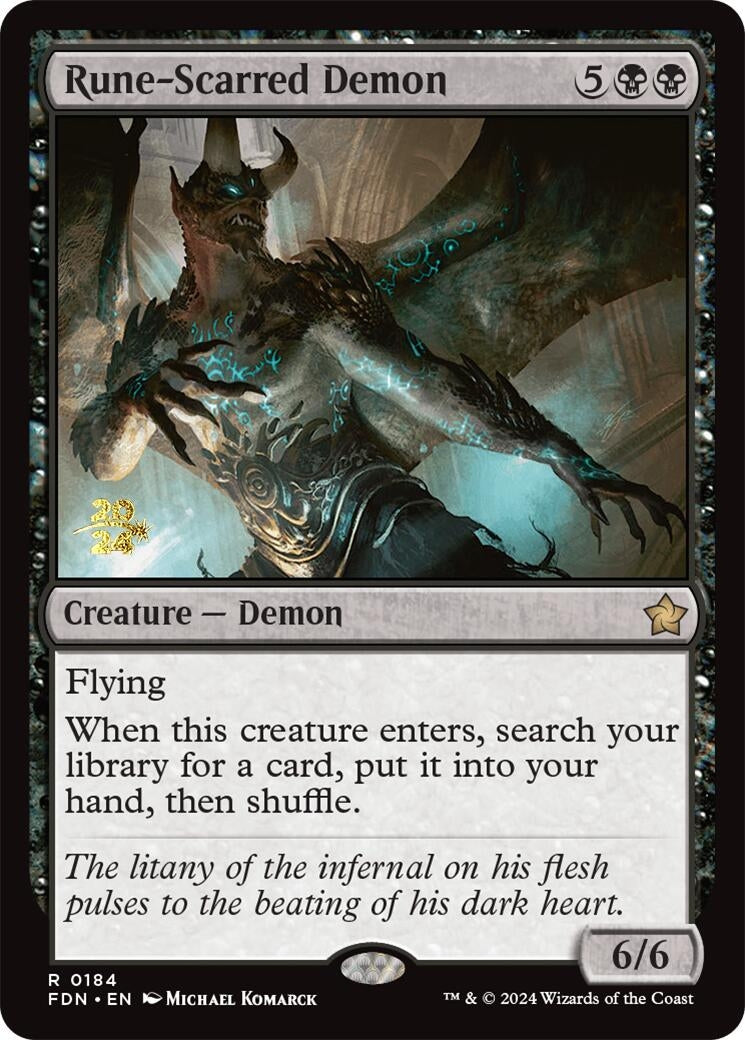 Image for Rune-Scarred Demon (184) [Prerelease Cards] - Magic: The Gathering