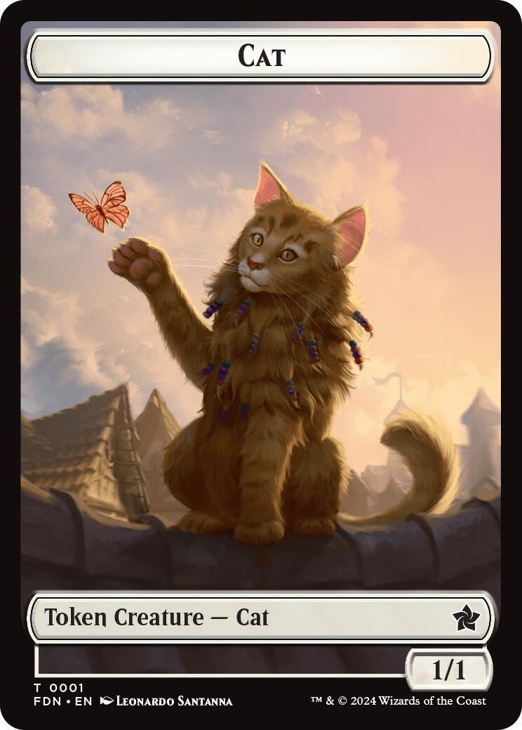 Image for Cat (0001) // Cat (0002) Doubled-Sided Token (1 // 2) [Foundations] - Magic: The Gathering