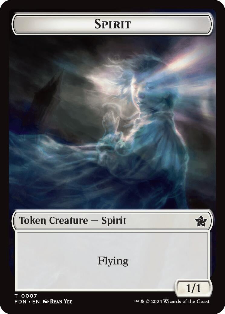 Image for Spirit // Cat (0001) Doubled-Sided Token (1 // 7) [Foundations] - Magic: The Gathering