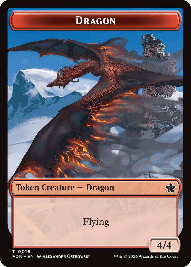 Image for Dragon (0016) // Dragon (0017) Doubled-Sided Token (16 // 17) [Foundations] - Magic: The Gathering