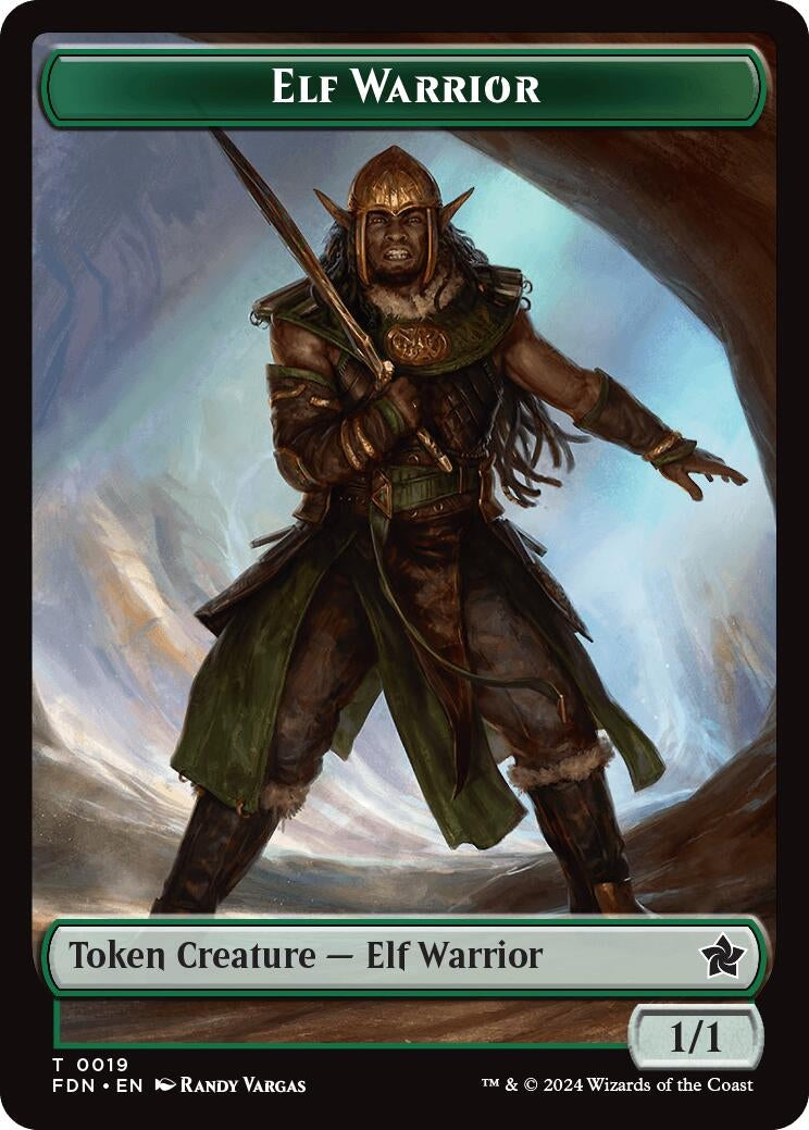 Elf Warrior // Cat (001) Doubled-Sided Token (19 // 1) [Foundations Tokens]