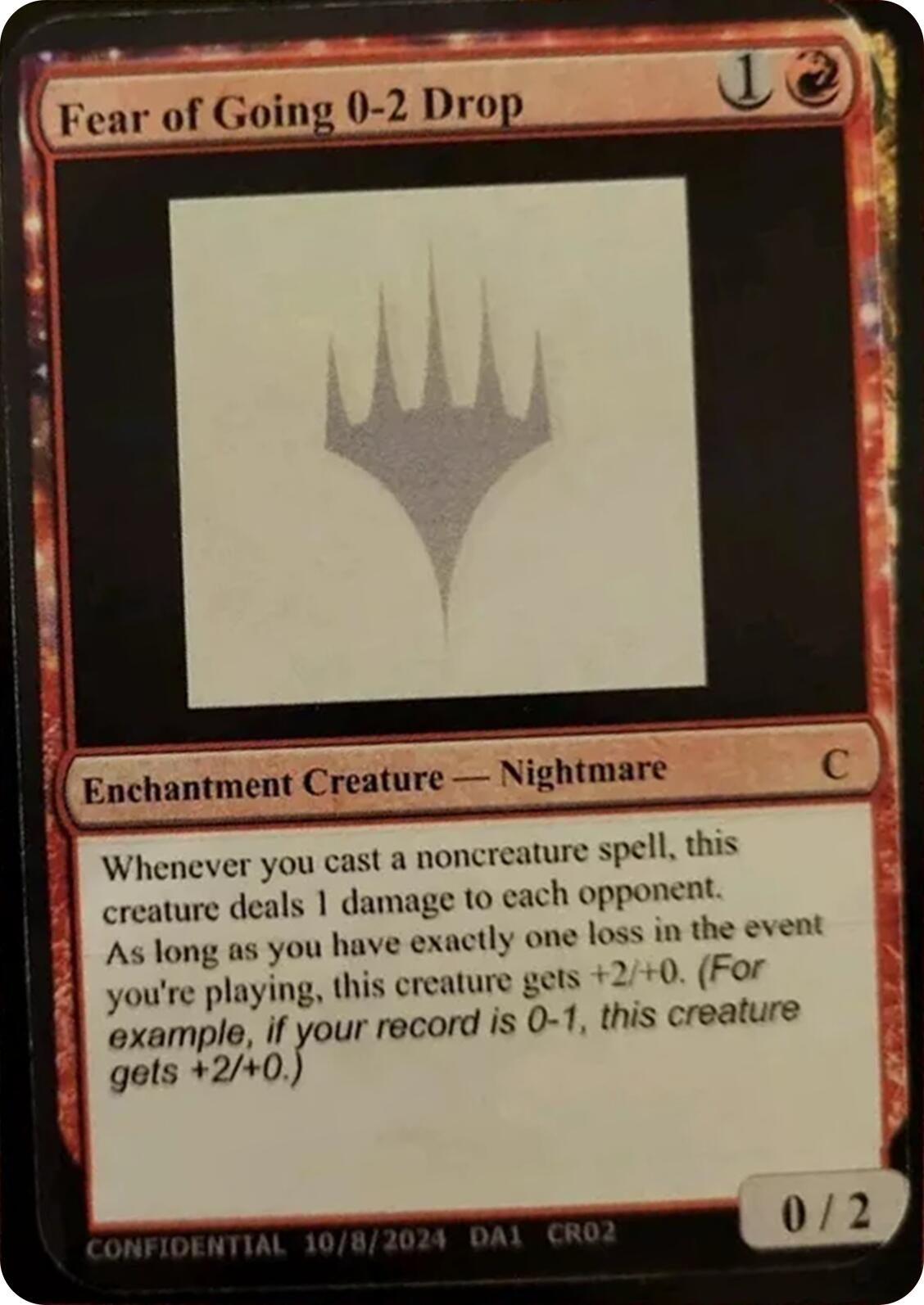 Image for Fear of Going 0-2 Drop [Un-Known Event Playtest Cards] - Magic: The Gathering