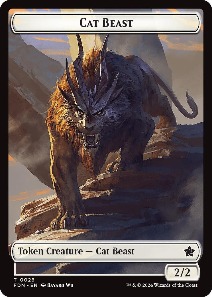 Image for Cat Beast // Dragon (0017) Double-Sided Token (28 // 17) [Foundations] - Magic: The Gathering