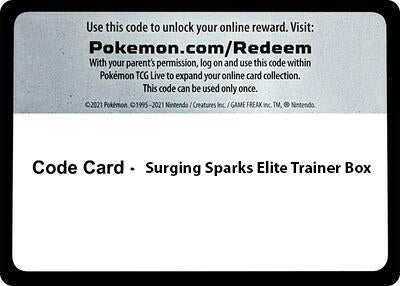Image for Code Card - Surging Spark Elite Trainer Box [SV08: Surging Sparks] - Pokemon