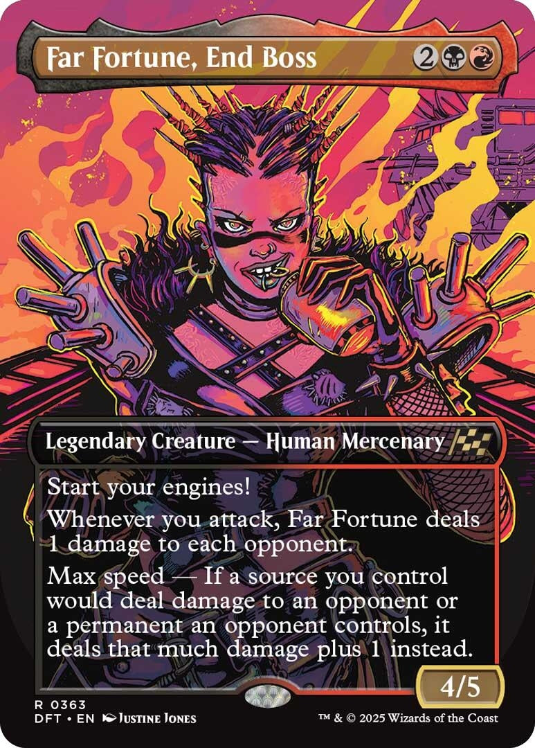 Image for Far Fortune, End Boss (Borderless) (363) [Aetherdrift] - Magic: The Gathering