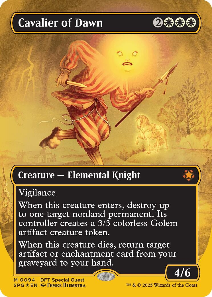 Image for Cavalier of Dawn (Borderless) (First-Place Foil) (94) [Special Guests] - Magic: The Gathering