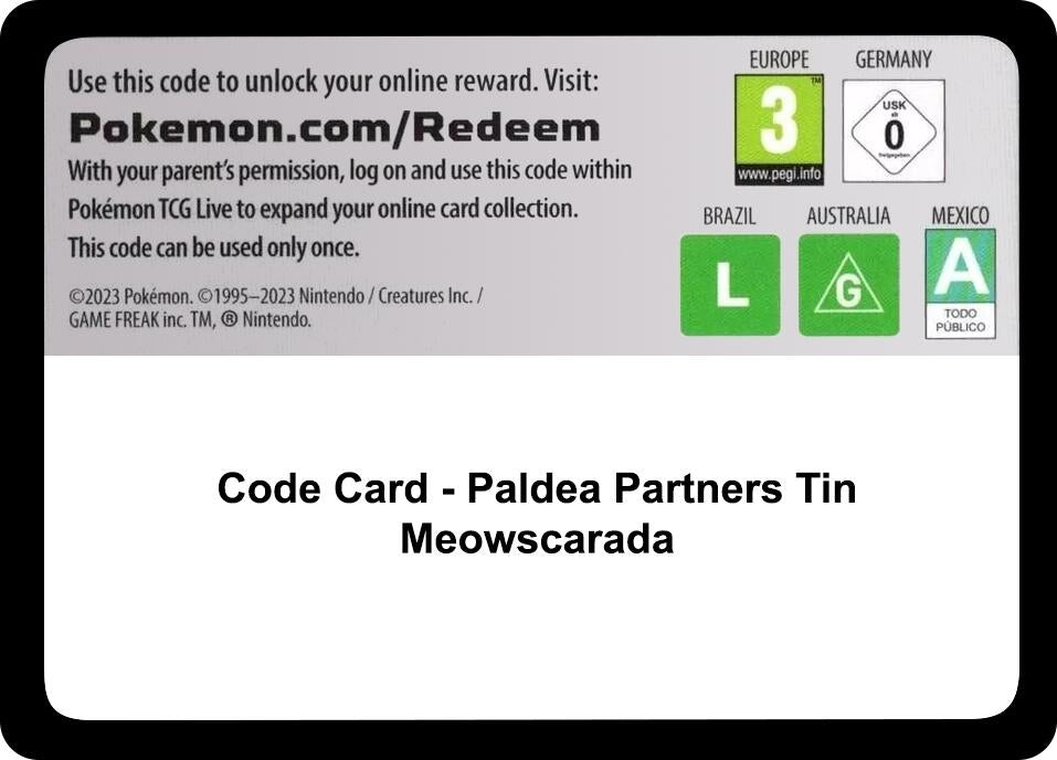 Image for Code Card - Paldea Partners Tin (Meowscarada) [Miscellaneous Cards & Products] - Pokemon