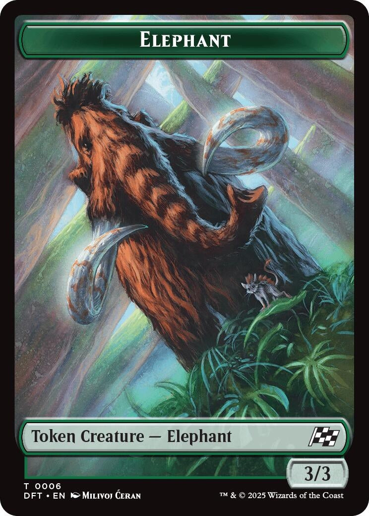 Elephant // Zombie (0003) Double-Sided Token (6 // 3) [Aetherdrift Tokens]
