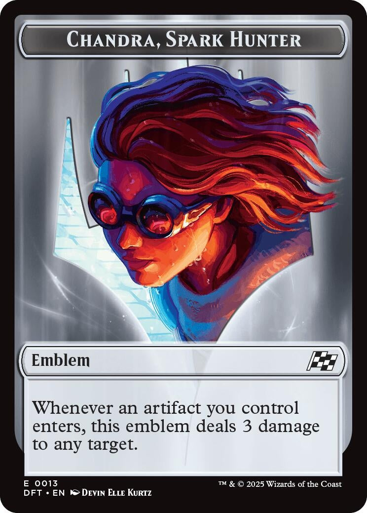 Image for Emblem - Chandra, Spark Hunter // Vehicle Double-Sided Token (13 // 12) [Aetherdrift] - Magic: The Gathering