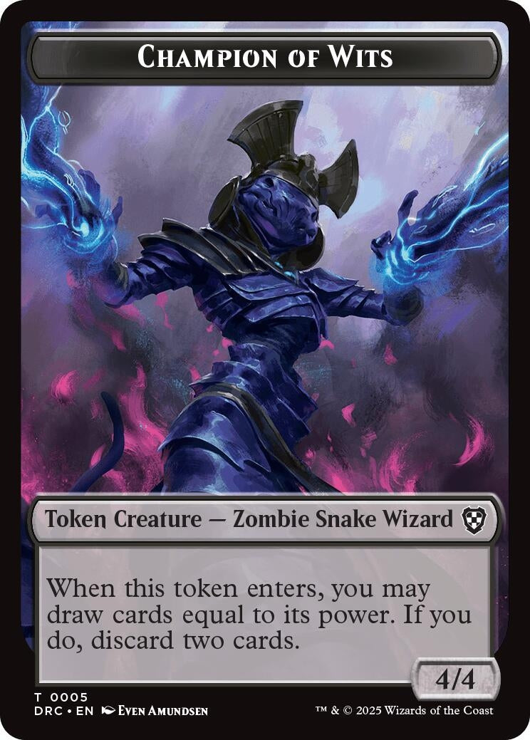 Image for Champion of Wits // Zombie (0003) Double-Sided Token (5 // 3) [Aetherdrift] - Magic: The Gathering
