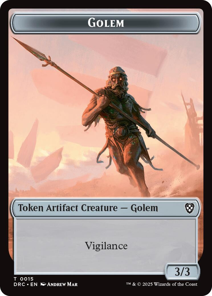 Image for Golem (0015) // Thopter (0009) Double-Sided Token (15 // 9) [Aetherdrift] - Magic: The Gathering