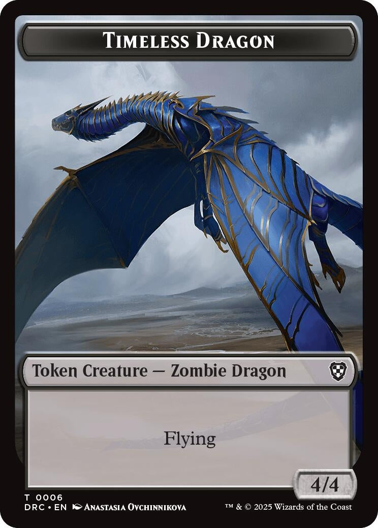 Image for Timeless Dragon // Zombie (0003) Double-Sided Token (6 // 3) [Aetherdrift] - Magic: The Gathering