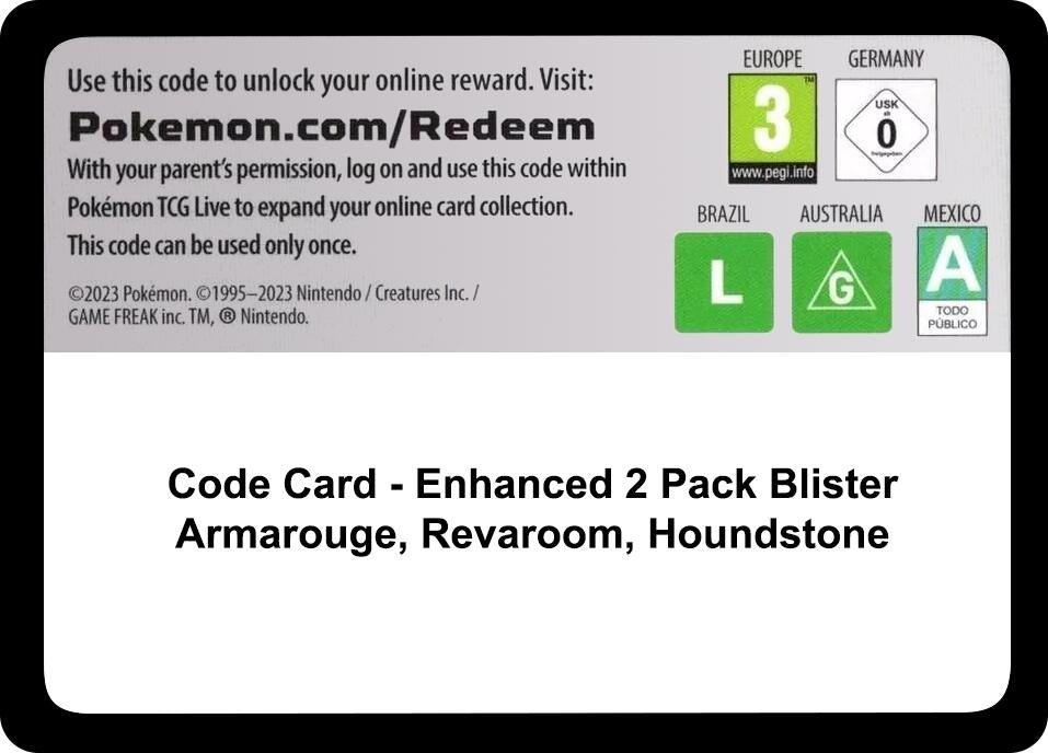 Image for Code Card - Enhanced 2-Pack Blister Pack [Armarouge, Revavroom & Houndstone] [Miscellaneous Cards & Products] - Pokemon