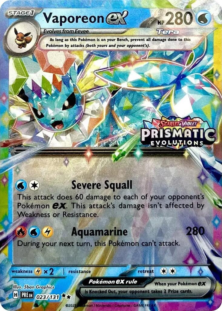 Image for Vaporeon ex - 023/131 (Prismatic Evolutions Stamp) (023/131) [Miscellaneous Cards & Products] - Pokemon