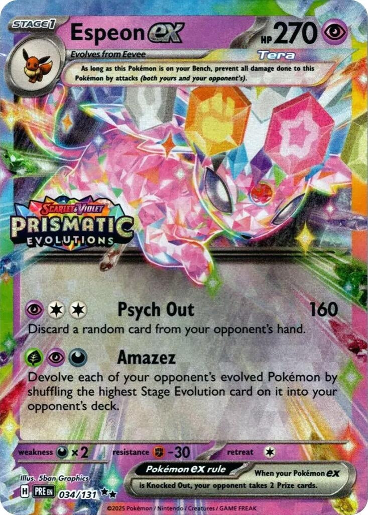 Image for Espeon ex - 034/131 (Prismatic Evolutions Stamp) (034/131) [Miscellaneous Cards & Products] - Pokemon