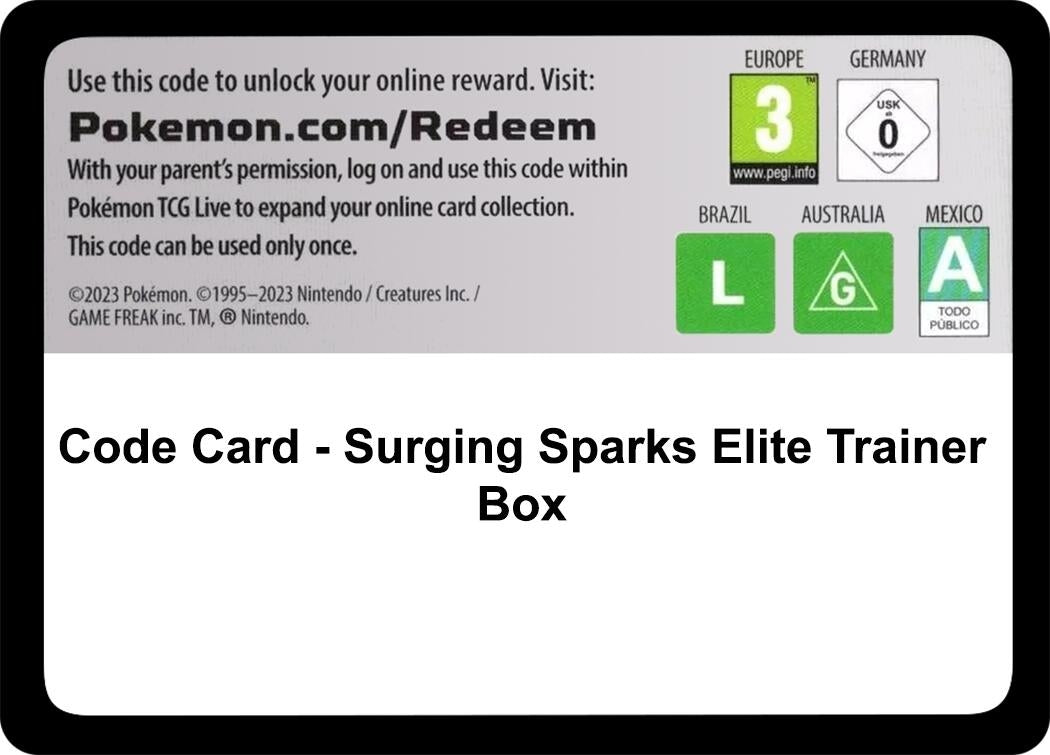 Image for Code Card - Surging Sparks Elite Trainer Box [SV08: Surging Sparks] - Pokemon