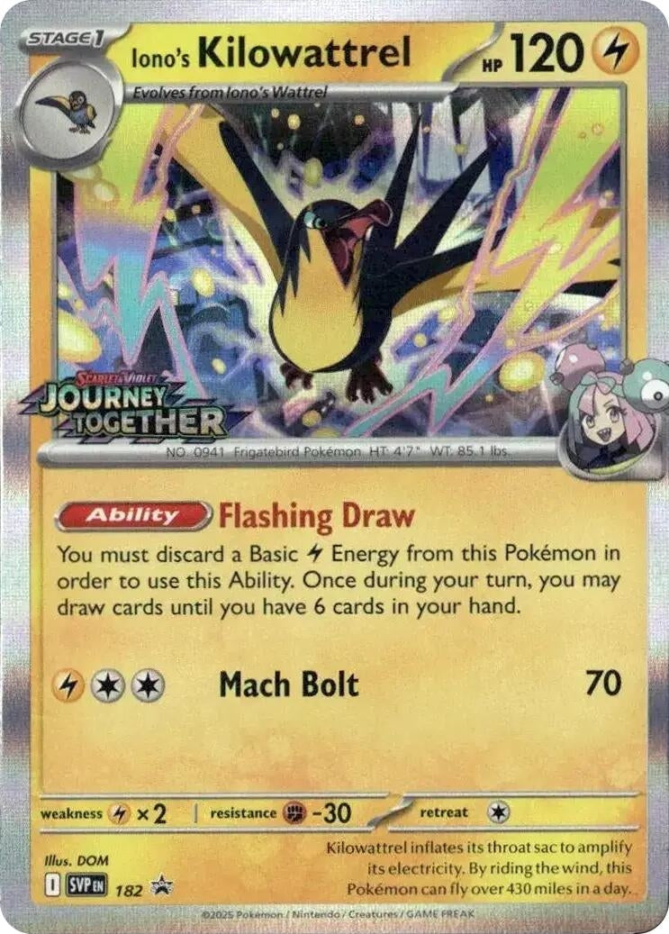 Image for Iono's Kilowattrel - 182 (Prerelease) (182) [SV: Scarlet & Violet Promo Cards] - Pokemon
