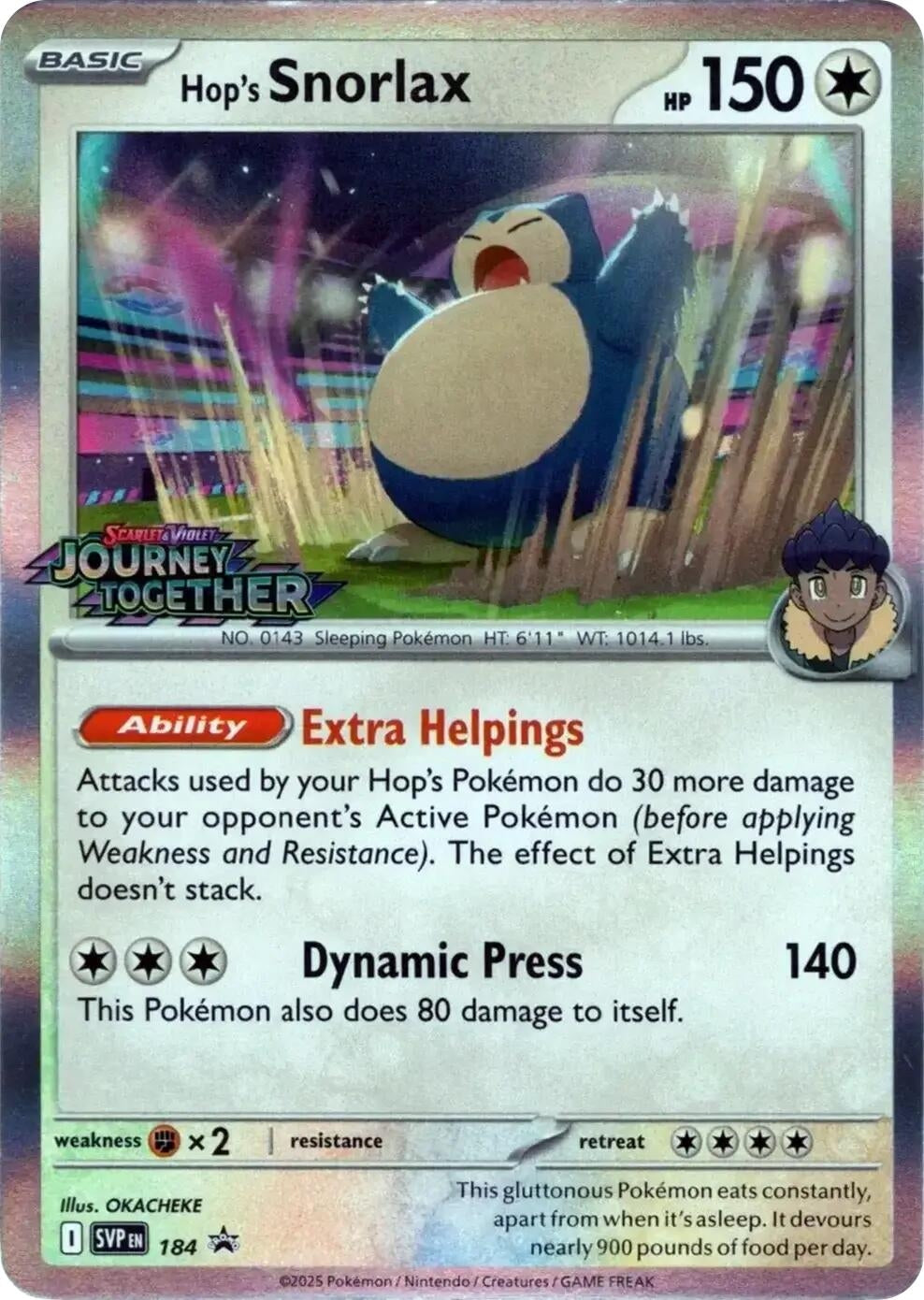 Image for Hop's Snorlax - 184 (Prerelease) (184) [SV: Scarlet & Violet Promo Cards] - Pokemon