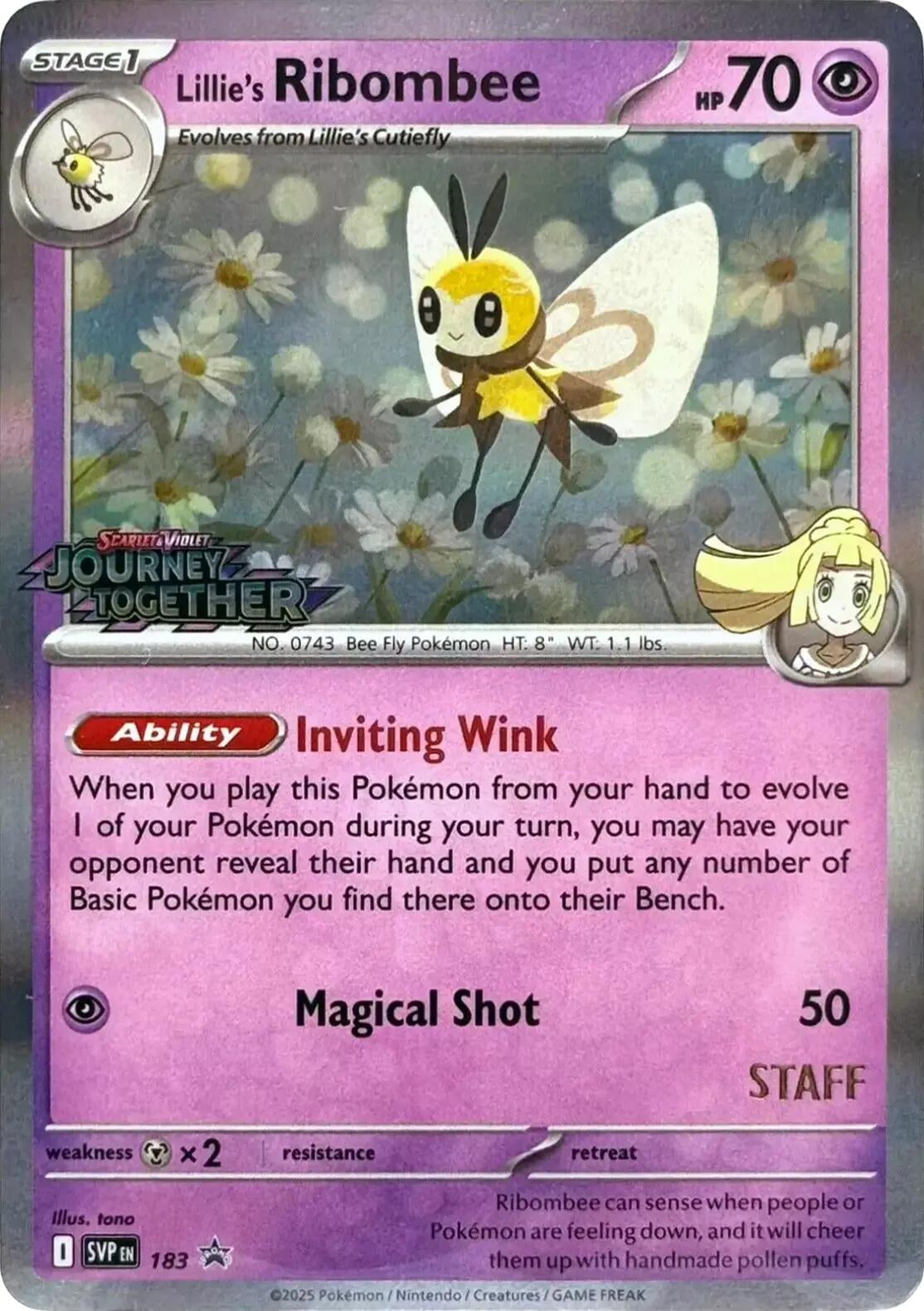 Image for Lillie's Ribombee - 183 (Prerelease) [Staff] (183) [SV: Scarlet & Violet Promo Cards] - Pokemon