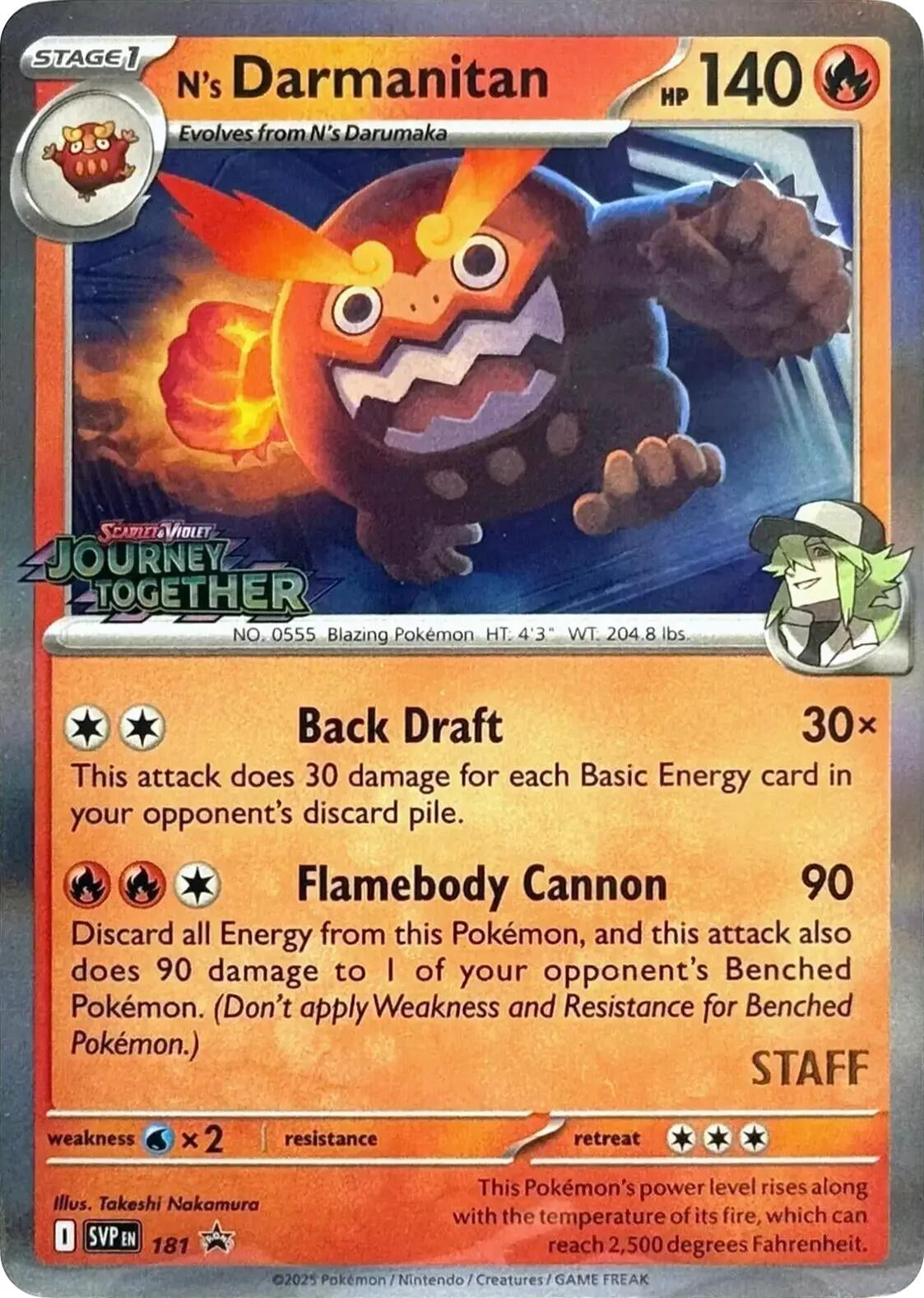 Image for N's Darmanitan - 181 (Prerelease) [Staff] (181) [SV: Scarlet & Violet Promo Cards] - Pokemon
