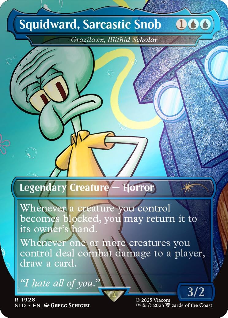 Image for Squidward, Sarcastic Snob - Grazilaxx, Illithid Scholar (Rainbow Foil) (1928) [Secret Lair Drop Series] - Magic: The Gathering