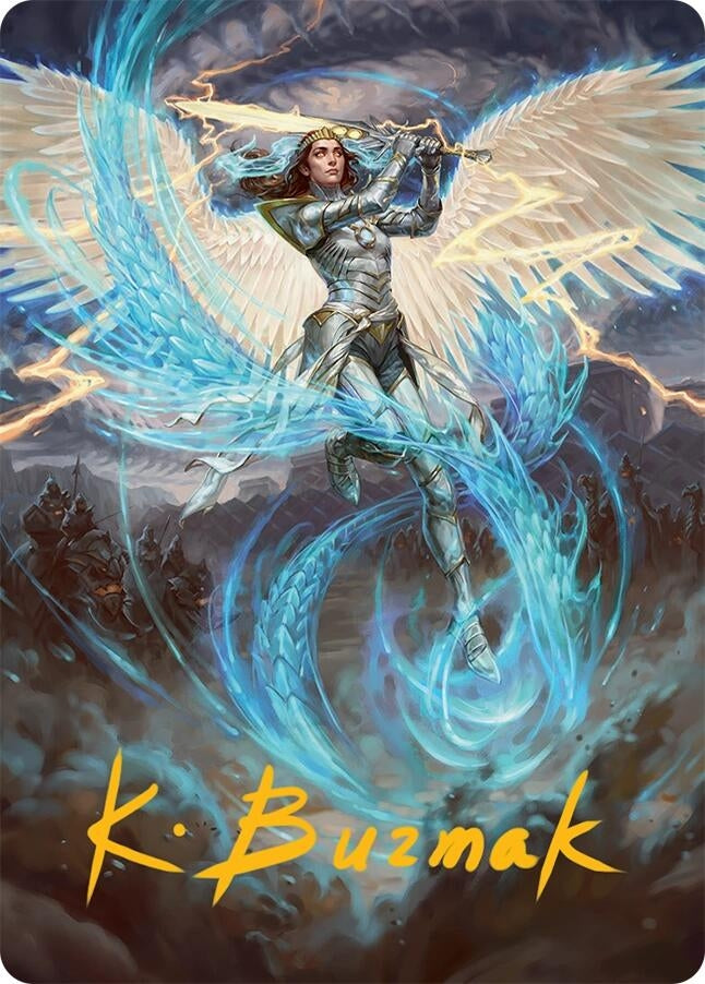 Image for Elspeth, Storm Slayer Art Card (49/54) (Gold-Stamped Signature) (49) [Tarkir: Dragonstorm] - Magic: The Gathering
