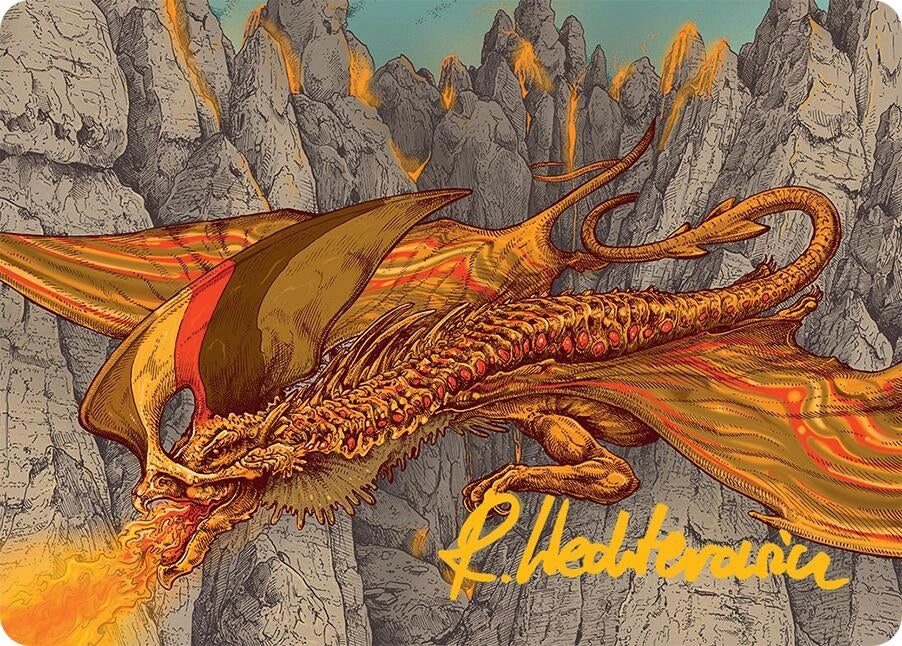 Image for Magmatic Hellkite Art Card (34/54) (Gold-Stamped Signature) (34) [Tarkir: Dragonstorm] - Magic: The Gathering
