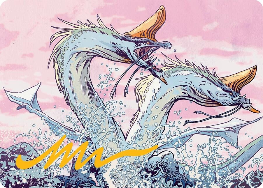 Image for Twinmaw Stormbrood Art Card (39/54) (Gold-Stamped Signature) (39) [Tarkir: Dragonstorm] - Magic: The Gathering