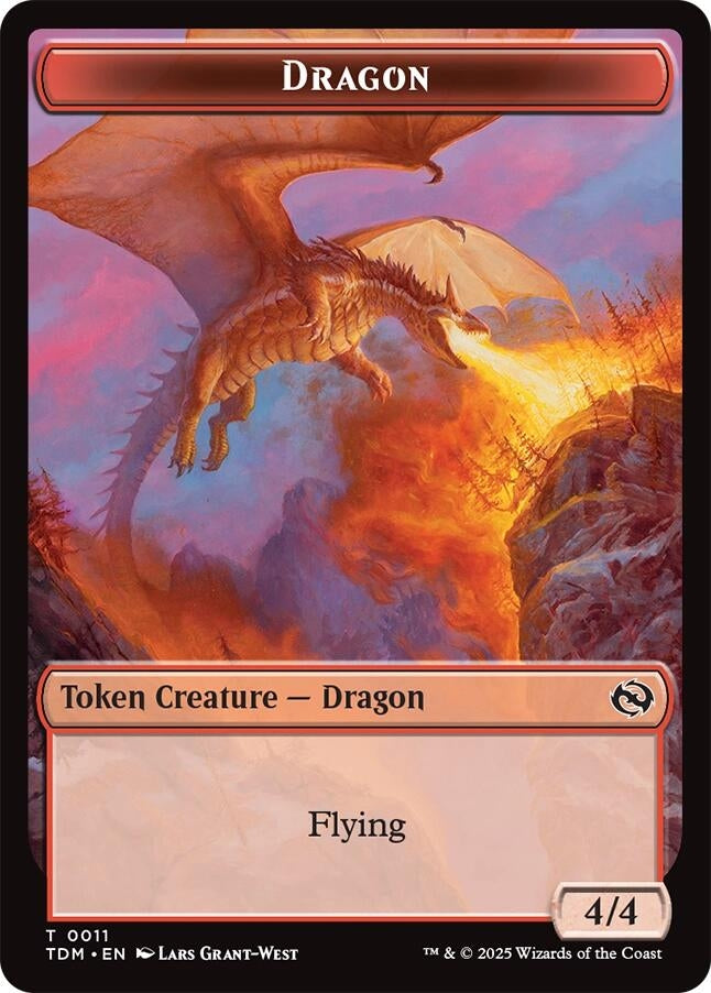 Image for Dragon (0011) // Warrior Double-Sided Token (11 // 13) [Tarkir: Dragonstorm] - Magic: The Gathering