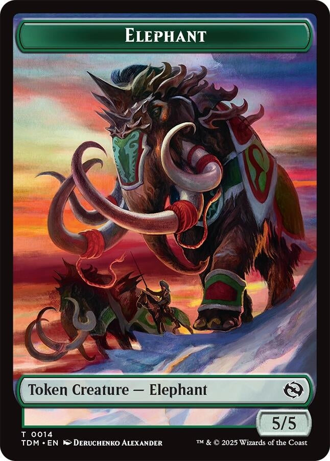 Image for Elephant // Treasure  Double-Sided Token (14 // 16) [Tarkir: Dragonstorm] - Magic: The Gathering
