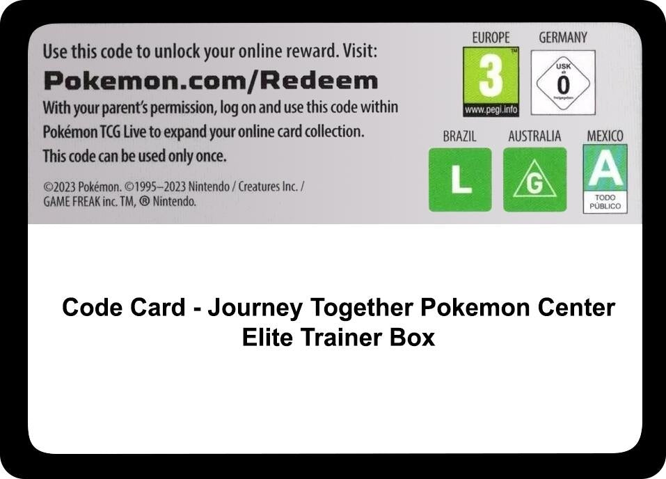 Code Card - Journey Together Pokemon Center Elite Trainer Box [SV09: Journey Together]