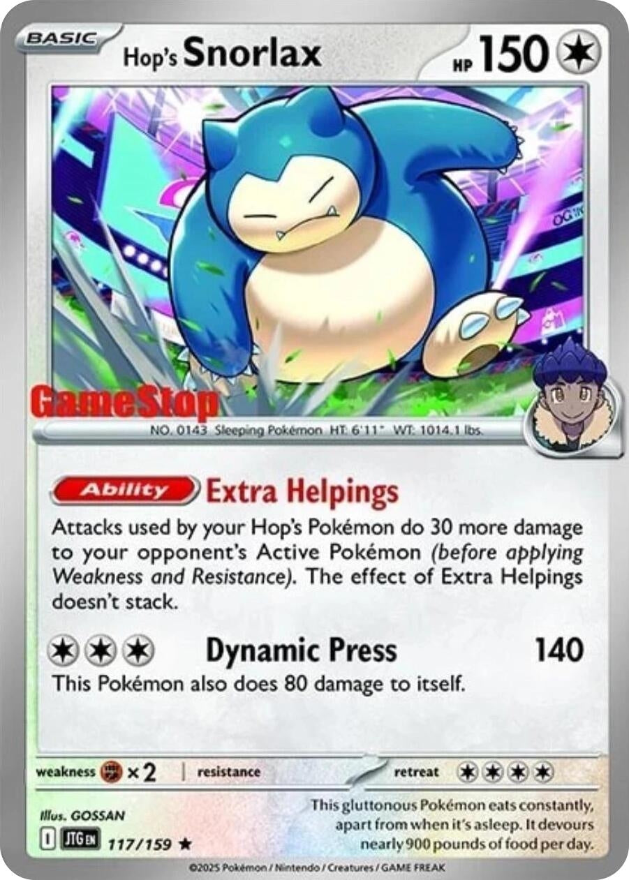 Image for Hop's Snorlax - 117/159 (GameStop) (Cosmos Holo) (117/159) [Miscellaneous Cards & Products] - Pokemon