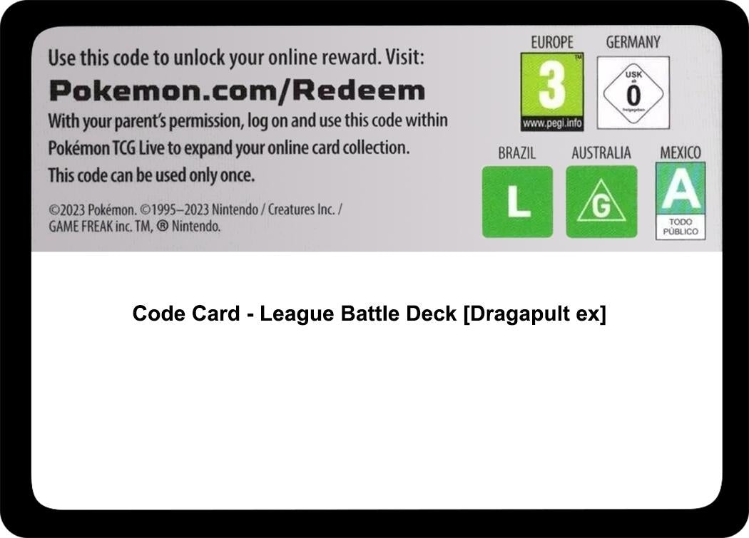 Image for Code Card - League Battle Deck [Dragapult ex] [Miscellaneous Cards & Products] - Pokemon