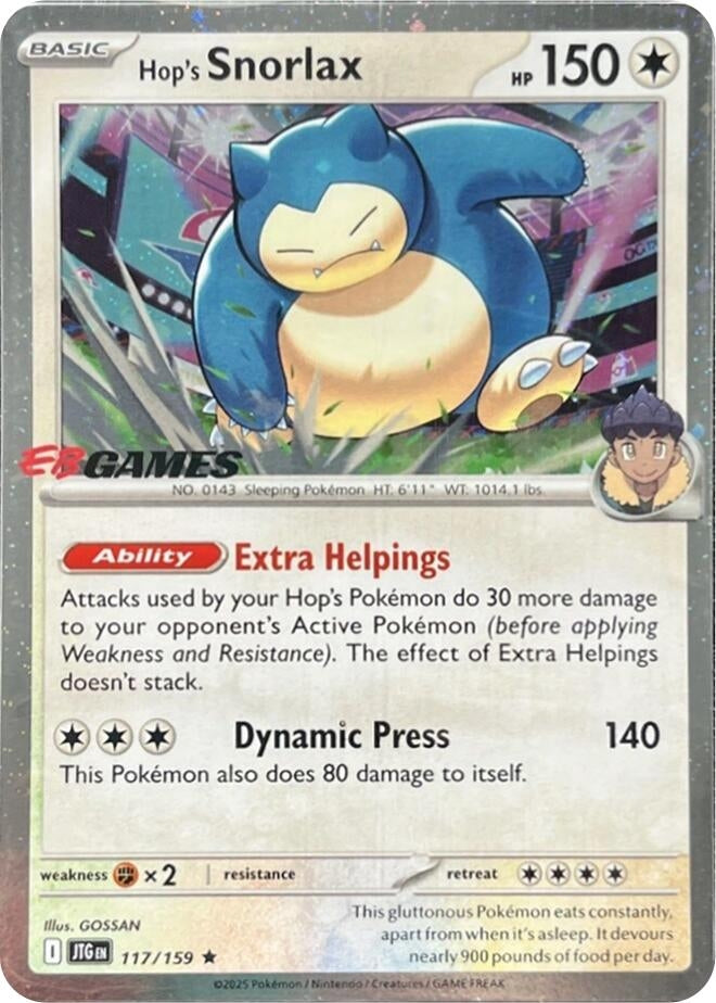 Image for Hop's Snorlax - 117/159 (EB Games) (Cosmos Holo) (117/159) [Miscellaneous Cards & Products] - Pokemon